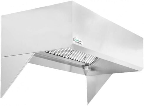 HOODMART 8' Kitchen Hood System for Restaurant with Economy Makeup Air | Includes Exhaust Fan, Low Profile Supply Fan, Equipment Accessories, and Installation Hardware, Heavy Duty Steel in Saudi Arabia
