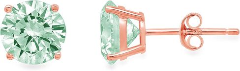 1.44cttw Brilliant Round Cut Solitaire unique Fine Earrings Light Sea Green Simulated Diamond CZ Anniversary Birthstone Stud Earrings Solid 14k Pink Rose Gold Butterfly Push Back in Saudi Arabia