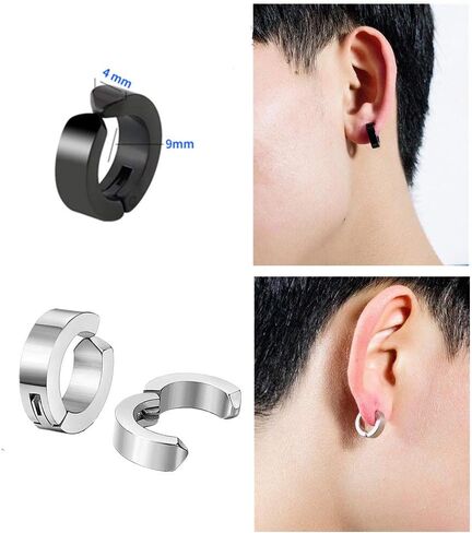 3 Pairs Clip On Hoop Earrings Set Stainless Steel Unisex Non Piecerd Hoops Jewelry for Men Women Cartilage Ear Cuffs Punk Rock Earrings in Saudi Arabia