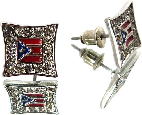 Flag of Puerto Rico Iced Out Kite Stud Earrings in Saudi Arabia