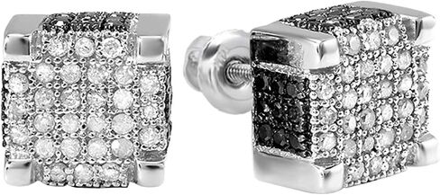 Dazzlingrock Collection 0.97 Carat (ctw) Round Black & White Diamond Mens Micro Pave Ice Cube Hip Hop Stud Earrings 1 CT in Saudi Arabia