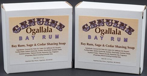 Two (2) Genuine Ogallala Bay Rum, Bay Rum & Sage and Cedar Shaving Soap - Each Puck 4.5 oz in Saudi Arabia