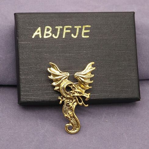 Retro Gragon Brooch Gold Plated Elegant Animal Corsage Suit Jacket Brooch Pin Fashion Jewelry for Men Husband Gifts in Saudi Arabia