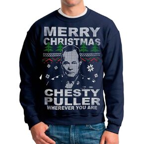 Vintage Fly Ugly Christmas Sweater Chesty Puller Marine Corps Holiday Sweater Christmas Jumper Adult Mens Pullover in Saudi Arabia