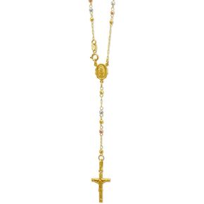TOUSIATTAR Rosary Chain Necklace 14K Gold - Nice Shiny Yellow Tricolor Pendant Flawless Jewelry Gift for Women and Men - Available 16 to 24 Inches Length - 2.5MM Wide in Saudi Arabia