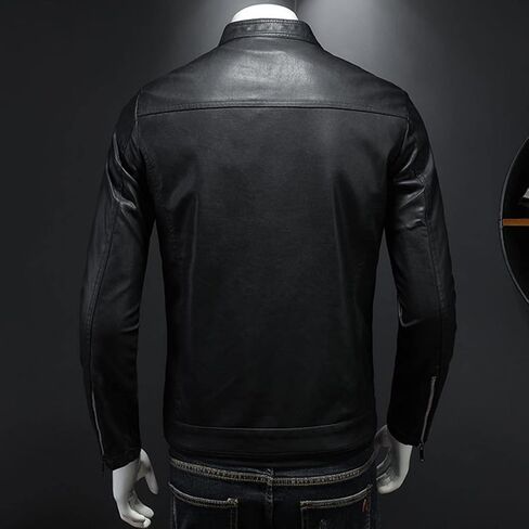 Men's Slim Fit Faux Leather Jacket Lightweight PU Motorcyle Biker Jackets Waterproof Windproof Bomber Outwear Coat in Kuwait