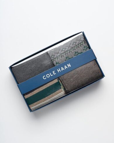 Cole Haan Men's Dress Socks - Patterned Crew Socks, Gift Box (4 Pack) in Saudi Arabia