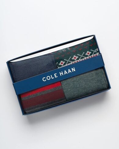 Cole Haan Men's Dress Socks - Patterned Crew Socks, Gift Box (4 Pack) in Saudi Arabia