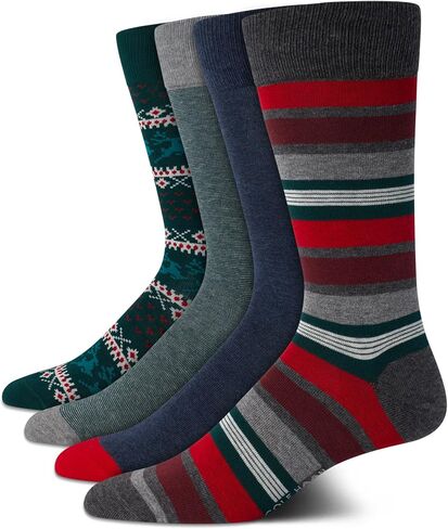 Cole Haan Men's Dress Socks - Patterned Crew Socks, Gift Box (4 Pack) in Saudi Arabia