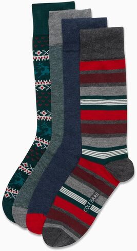 Cole Haan Men's Dress Socks - Patterned Crew Socks, Gift Box (4 Pack) in Saudi Arabia