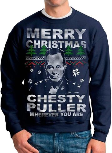 Vintage Fly Ugly Christmas Sweater Chesty Puller Marine Corps Holiday Sweater Christmas Jumper Adult Mens Pullover in Saudi Arabia