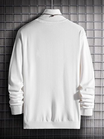 سترة OYOANGLE الرجالية ذات الياقة المدورة والمضلعة والمتماسكة الأساسية ذات الأكمام الطويلة الحرارية in Kuwait