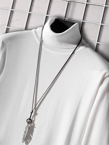 سترة OYOANGLE الرجالية ذات الياقة المدورة والمضلعة والمتماسكة الأساسية ذات الأكمام الطويلة الحرارية in Kuwait