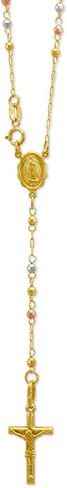 TOUSIATTAR Rosary Chain Necklace 14K Gold - Nice Shiny Yellow Tricolor Pendant Flawless Jewelry Gift for Women and Men - Available 16 to 24 Inches Length - 2.5MM Wide in Saudi Arabia
