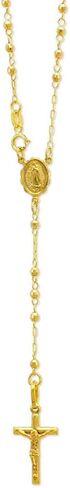 TOUSIATTAR Rosary Chain Necklace 14K Gold - Nice Shiny Yellow Tricolor Pendant Flawless Jewelry Gift for Women and Men - Available 16 to 24 Inches Length - 2.5MM Wide in Saudi Arabia