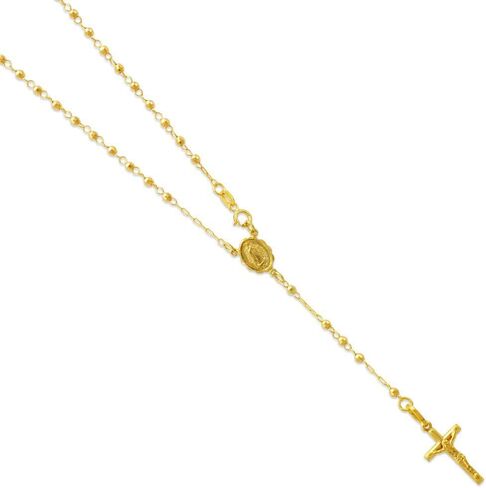 TOUSIATTAR Rosary Chain Necklace 14K Gold - Nice Shiny Yellow Tricolor Pendant Flawless Jewelry Gift for Women and Men - Available 16 to 24 Inches Length - 2.5MM Wide in Saudi Arabia