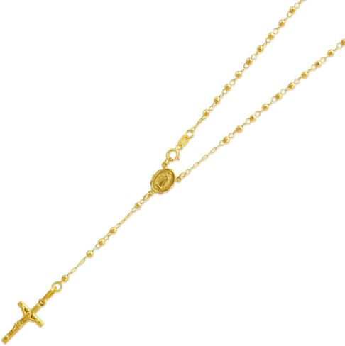 TOUSIATTAR Rosary Chain Necklace 14K Gold - Nice Shiny Yellow Tricolor Pendant Flawless Jewelry Gift for Women and Men - Available 16 to 24 Inches Length - 2.5MM Wide in Saudi Arabia