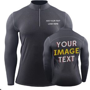 DEYI Custom Men's Performance Long Sleeve Zip-up Rash Guard Workout T-Shirt in Kuwait