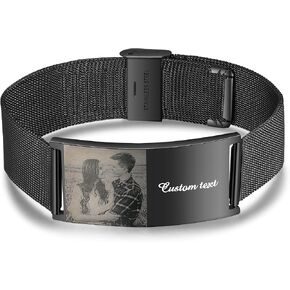 Free Engrave Personalized ID Men & Women Photo Bracelets Titanium Steel Engraved Bangle Alert Bracelets for Mens Jewelry for Boyfriend in Saudi Arabia