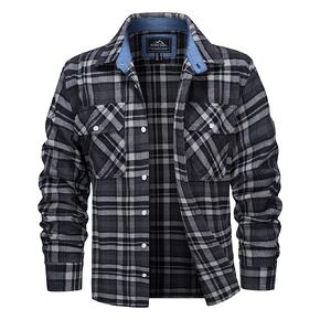MAGCOMSEN Men's Plaid Flannel Shirts Cotton Long Sleeve Shirt Casual Button Down Fleece Shirts with 2 Pockets