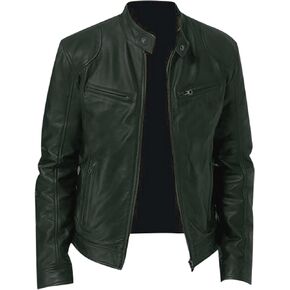 Ymosrh Fashion Jackets for Men Autumn and Winter Men's Casual Solid Color Long-Sleeved Slim Leather Mens Jackets in Kuwait