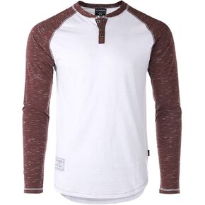 ZIMEGO Men's Baseball Henley Shirts – Casual Long Sleeve Raglan Athletic Active Fashion T-Shirts Tees Tops
