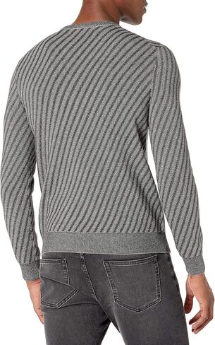 Perry Ellis Men's Long Sleeve Cotton/ACR Txt Dgnl Stripe CRW Sweater in Saudi Arabia