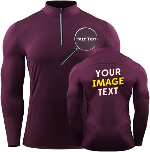 DEYI Custom Men's Performance Long Sleeve Zip-up Rash Guard Workout T-Shirt in Kuwait