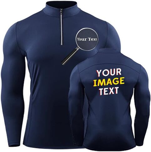 DEYI Custom Men's Performance Long Sleeve Zip-up Rash Guard Workout T-Shirt in Kuwait