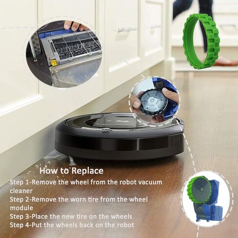 Ashineme Tires Compatible with Irobot Roomba Wheels Series, Anti-Slip, Great Adhesion and Easy Assembly,Replacement for All Roomba Models,Green,1pair in Saudi Arabia
