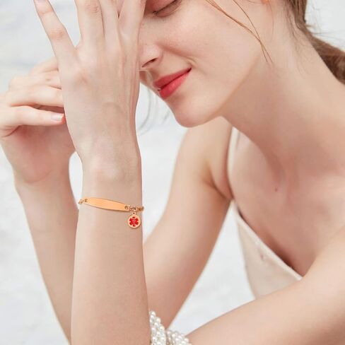 VNOX Medical Alert Bracelets for Men & Women with Special Rolo Chain Medical Alert id Bracelet for Women Girls,Adjustable 6-8 Inches in Saudi Arabia