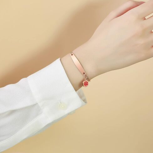 VNOX Medical Alert Bracelets for Men & Women with Special Rolo Chain Medical Alert id Bracelet for Women Girls,Adjustable 6-8 Inches in Saudi Arabia
