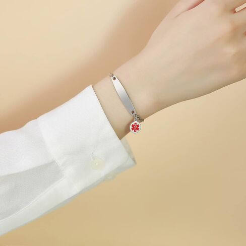 VNOX Medical Alert Bracelets for Men & Women with Special Rolo Chain Medical Alert id Bracelet for Women Girls,Adjustable 6-8 Inches in Saudi Arabia