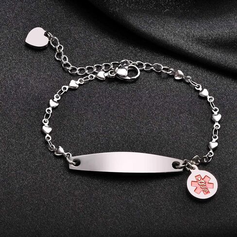 VNOX Medical Alert Bracelets for Men & Women with Special Rolo Chain Medical Alert id Bracelet for Women Girls,Adjustable 6-8 Inches in Saudi Arabia
