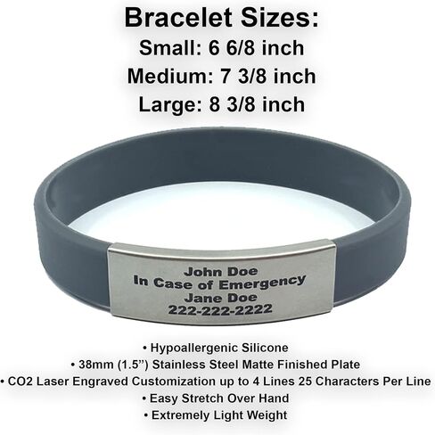 Personalized Silicone Bracelet - Mens Bracelet - Medical Alert Bracelets For Women - Rubber Bracelets - Custom Wristbands - Couples Bracelets - Motivational Bracelets in Kuwait