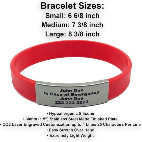 Personalized Silicone Bracelet - Mens Bracelet - Medical Alert Bracelets For Women - Rubber Bracelets - Custom Wristbands - Couples Bracelets - Motivational Bracelets in Kuwait