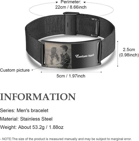 Free Engrave Personalized ID Men & Women Photo Bracelets Titanium Steel Engraved Bangle Alert Bracelets for Mens Jewelry for Boyfriend in Saudi Arabia