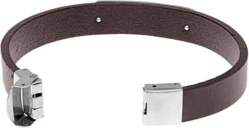 Metro Jewelry Men's Genuine Black or Brown Leather and Stainless Steel Identification Bracelet 12MM with Magnetic Clasp in Saudi Arabia