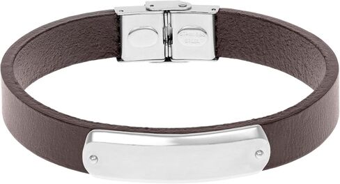 Metro Jewelry Men's Genuine Black or Brown Leather and Stainless Steel Identification Bracelet 12MM with Magnetic Clasp in Saudi Arabia