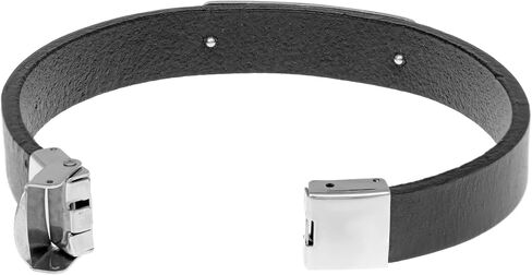 Metro Jewelry Men's Genuine Black or Brown Leather and Stainless Steel Identification Bracelet 12MM with Magnetic Clasp in Saudi Arabia