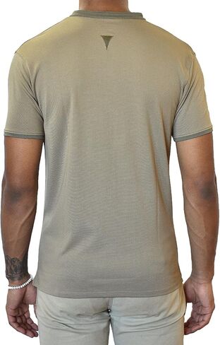 Men's Short Sleeve Soft Luxurious Rayon Blend, Breathable, Quick Dry, Henley Notch V-Neck, Banded Collar Shirt in Kuwait