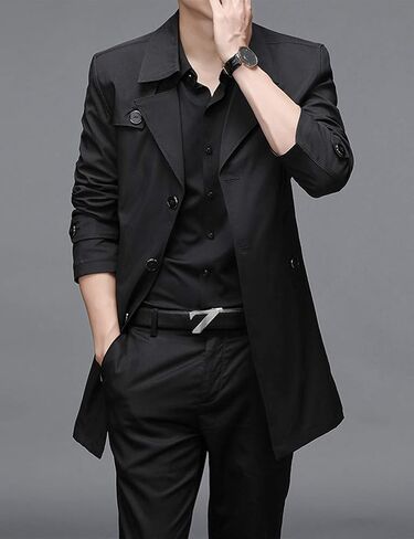 IDEALSANXUN Mens Single Breasted Midi Trench Coat Jackets in Kuwait