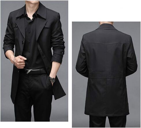 IDEALSANXUN Mens Single Breasted Midi Trench Coat Jackets in Kuwait