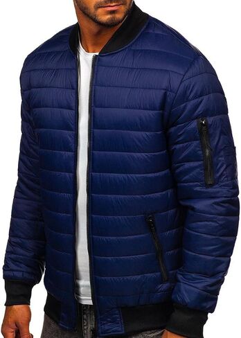 Ymosrh Mens Fashion Jackets Men's Autumn Winter Zipper Pocket Cotton Warm Down Jacket Packable Light Coat Coats in Saudi Arabia