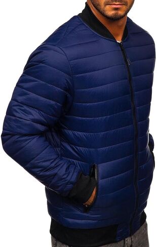Ymosrh Mens Fashion Jackets Men's Autumn Winter Zipper Pocket Cotton Warm Down Jacket Packable Light Coat Coats in Saudi Arabia