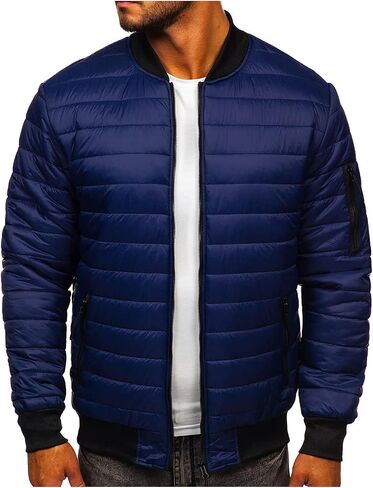 Ymosrh Mens Fashion Jackets Men's Autumn Winter Zipper Pocket Cotton Warm Down Jacket Packable Light Coat Coats in Saudi Arabia