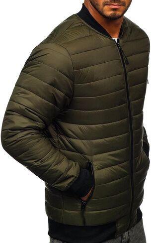 Ymosrh Mens Fashion Jackets Men's Autumn Winter Zipper Pocket Cotton Warm Down Jacket Packable Light Coat Coats in Saudi Arabia