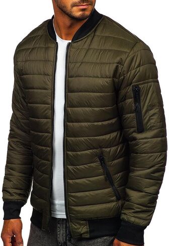 Ymosrh Mens Fashion Jackets Men's Autumn Winter Zipper Pocket Cotton Warm Down Jacket Packable Light Coat Coats in Saudi Arabia