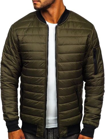 Ymosrh Mens Fashion Jackets Men's Autumn Winter Zipper Pocket Cotton Warm Down Jacket Packable Light Coat Coats in Saudi Arabia