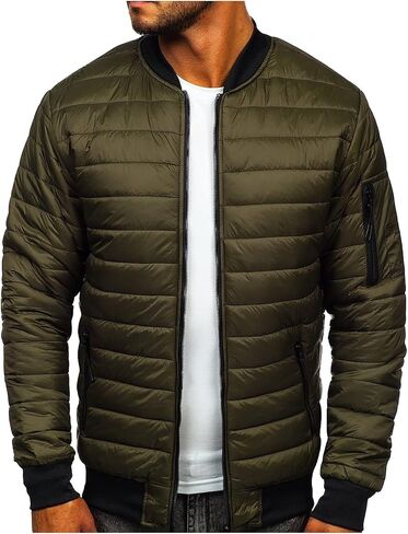 Ymosrh Mens Fashion Jackets Men's Autumn Winter Zipper Pocket Cotton Warm Down Jacket Packable Light Coat Coats in Saudi Arabia